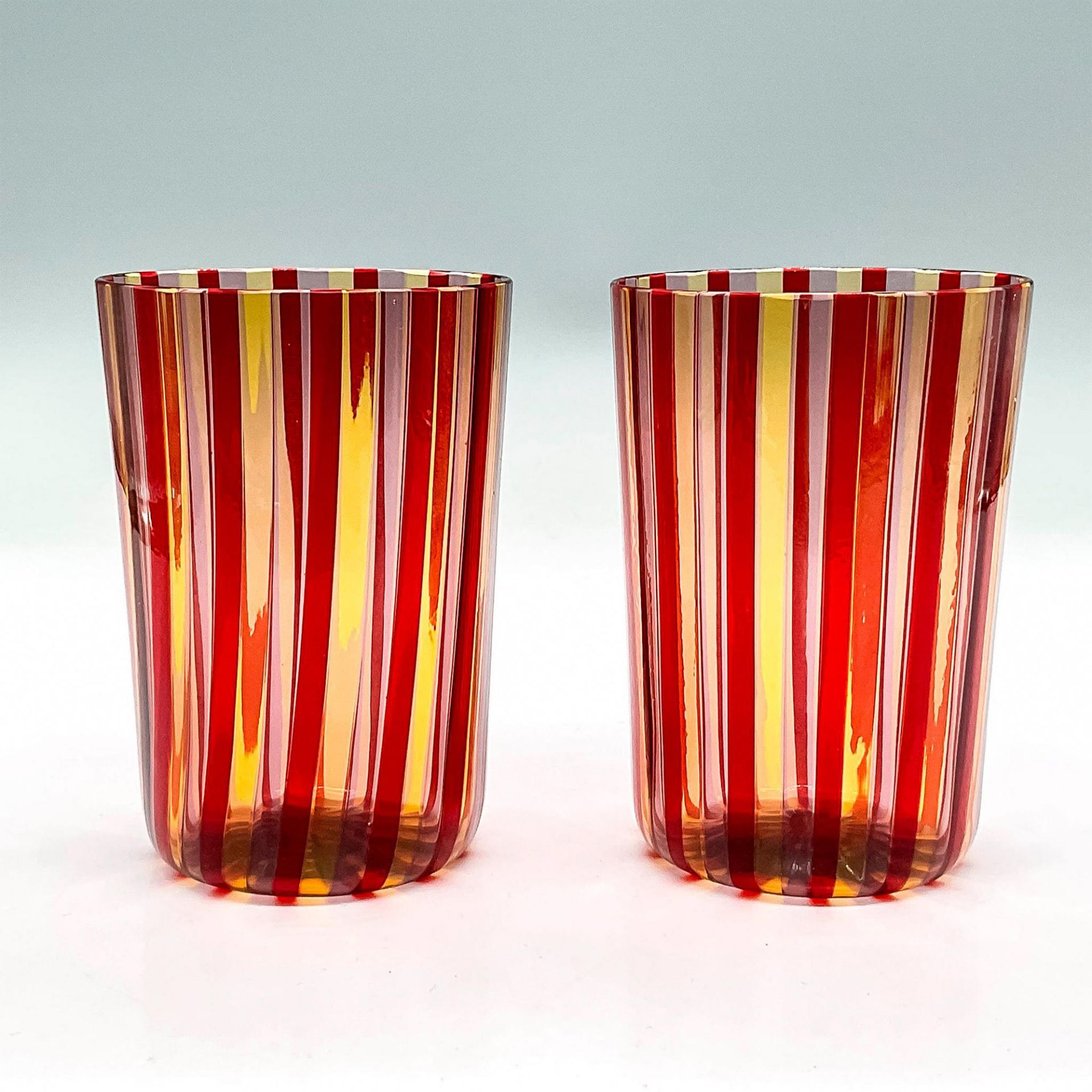 2pc Murano Colorful Striped Drinking Glasses