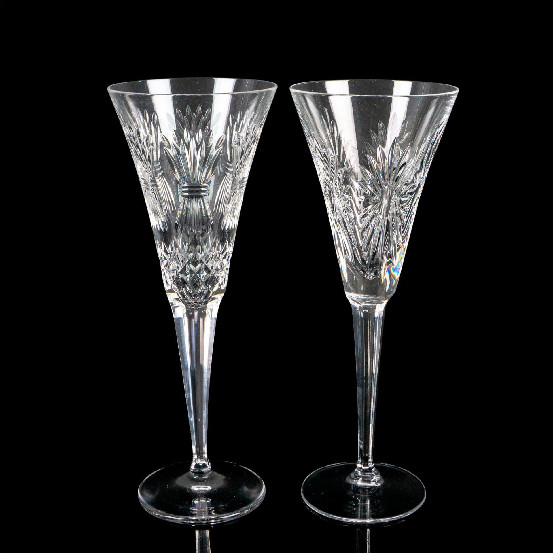 Pair of Waterford Crystal Champagne Glasses, Millenium