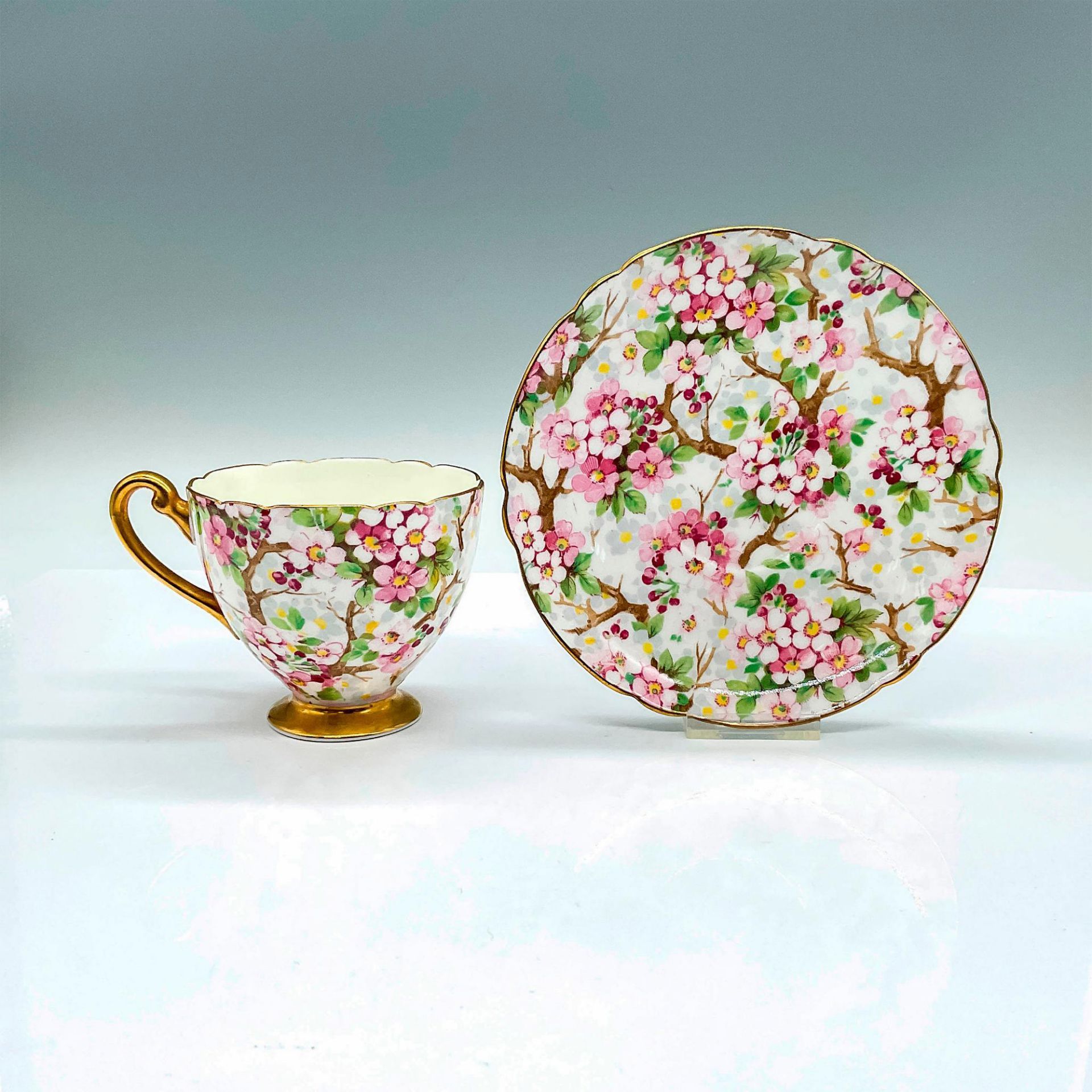 2pc Shelley China Teacup and Saucer, Maytime - Bild 2 aus 3