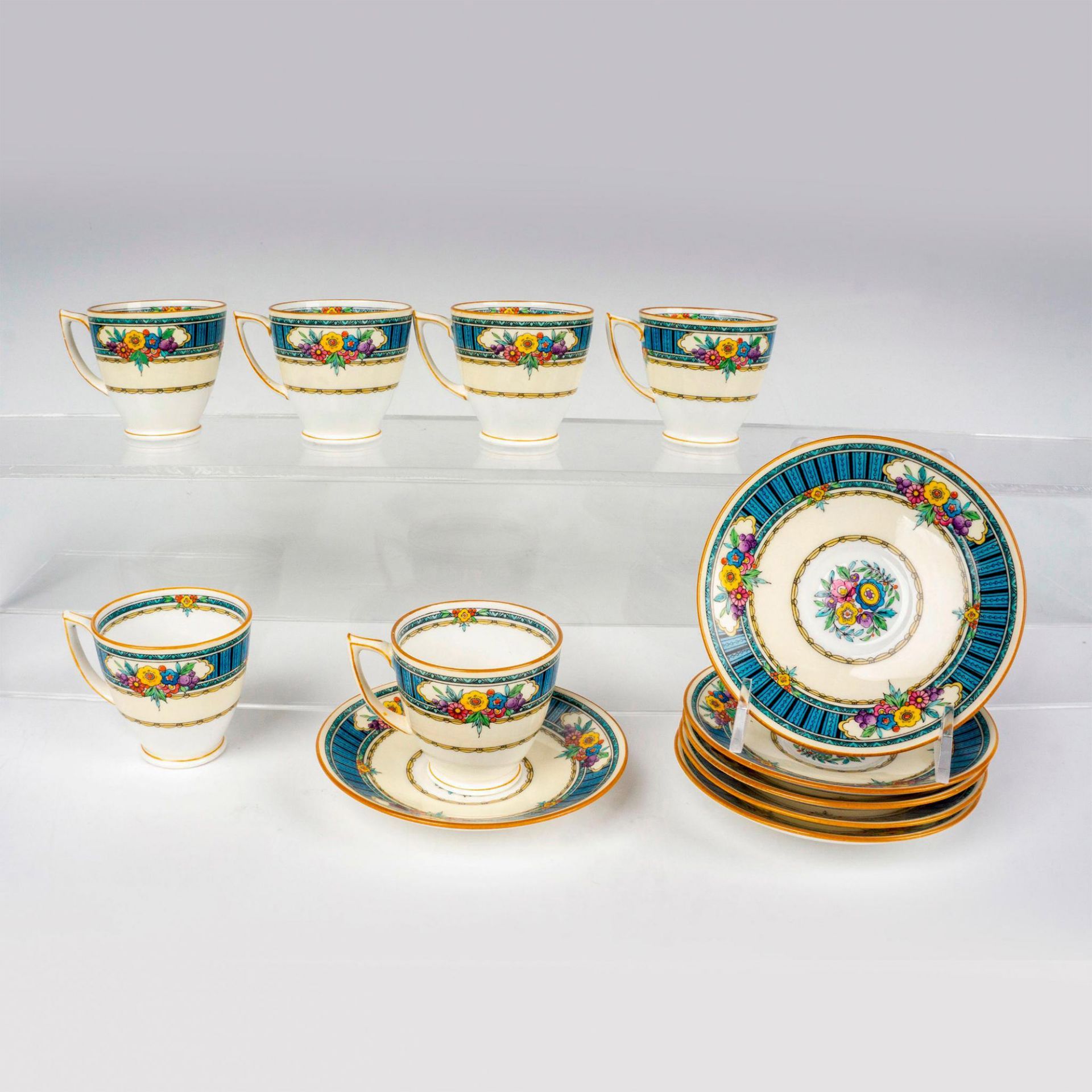 12pc Minton China Floral Demitasse Cups and Saucers - Image 2 of 3