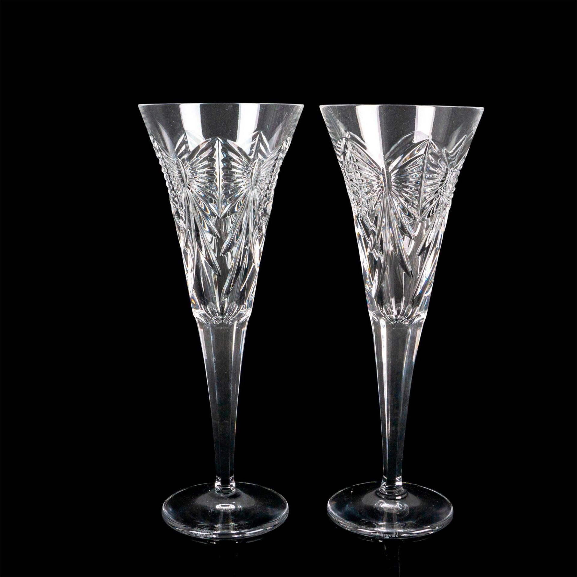 Pair of Waterford Crystal Champagne Glasses, Millenium