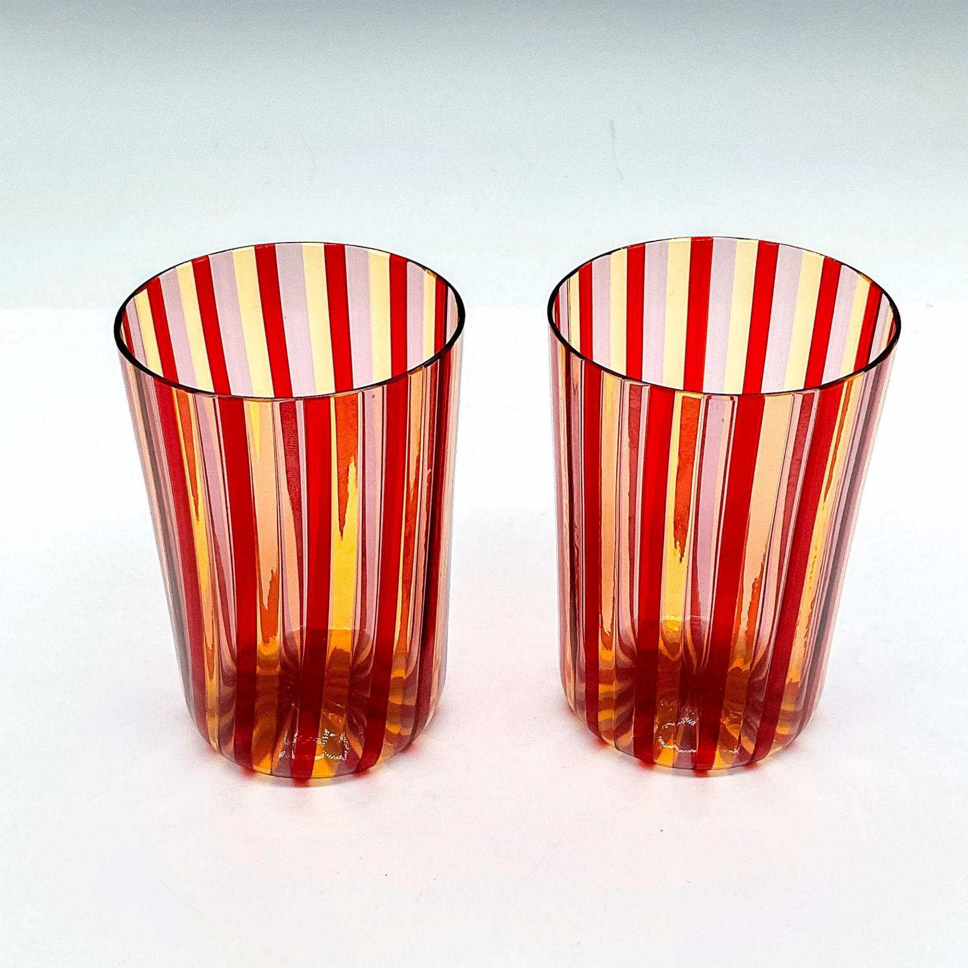 2pc Murano Colorful Striped Drinking Glasses - Image 2 of 3