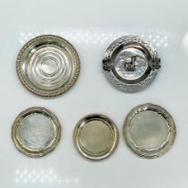 5pc Sterling Silver Miniature Plates, Various Designs.