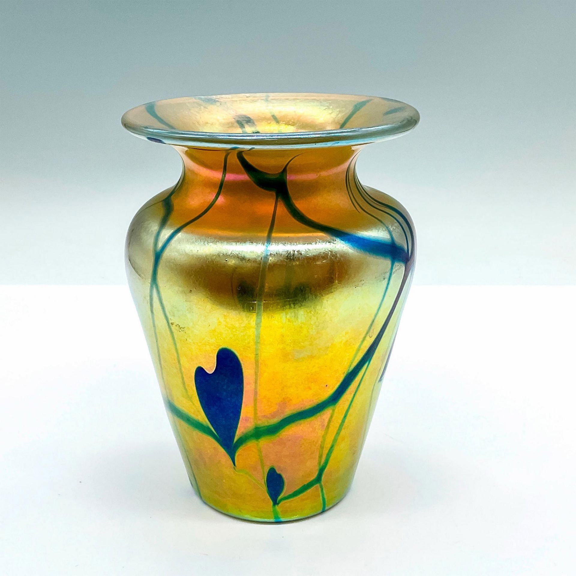 Iridescent Art Glass Vase, Signed - Image 2 of 3