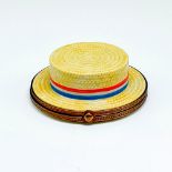 Limoges Peint Main Chamart Straw Hat Trinket Box