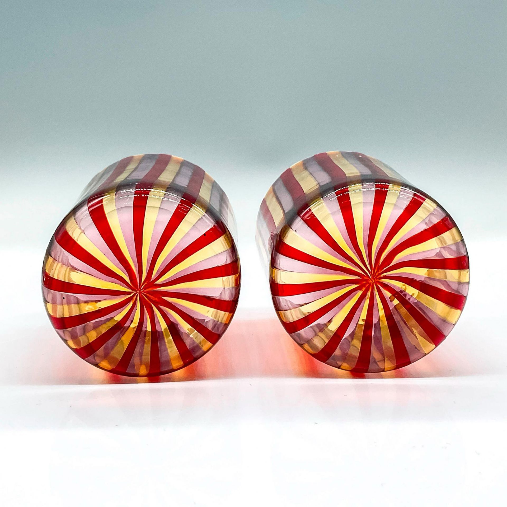 2pc Murano Colorful Striped Drinking Glasses - Image 3 of 3