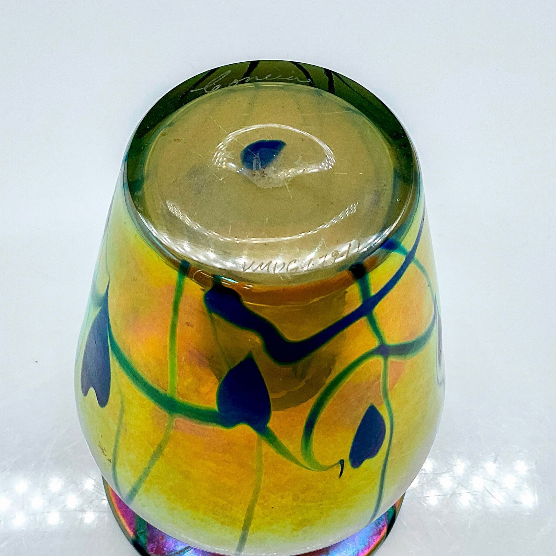 Iridescent Art Glass Vase, Signed - Image 3 of 3