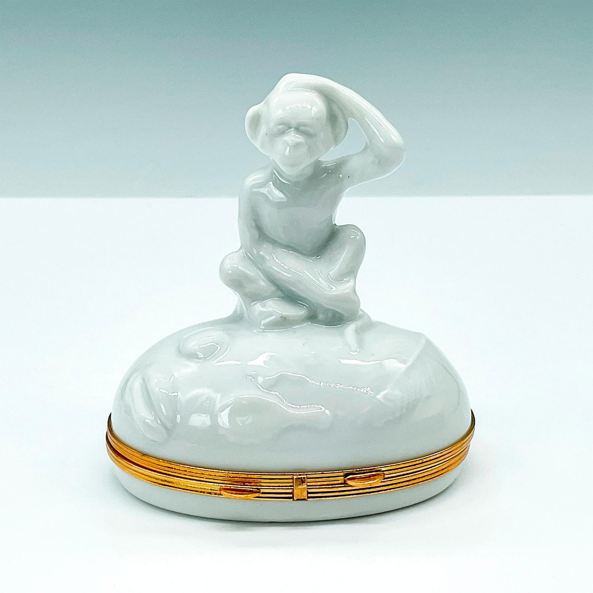 Chamart Limoges Porcelain Box, Monkey