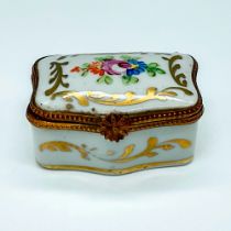 Vintage Limoges Porcelain Hand Painted Box, White and Gold