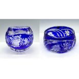 2pc Bohemian Glass Large Decorative Bowls