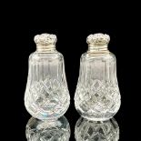 2pc Waterford Crystal Salt & Pepper Shakers w/Sterling Tops