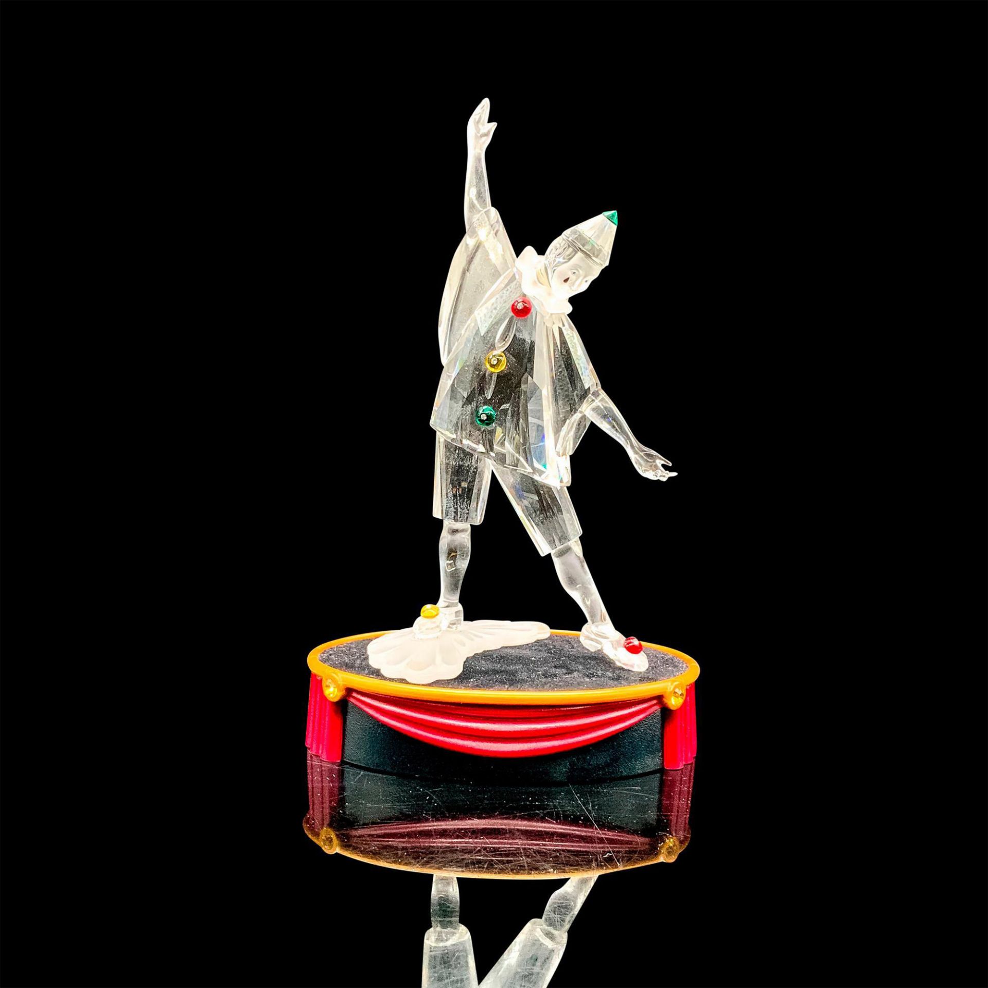 Swarovski Crystal Figurine and Base, Pierrot Masquerade