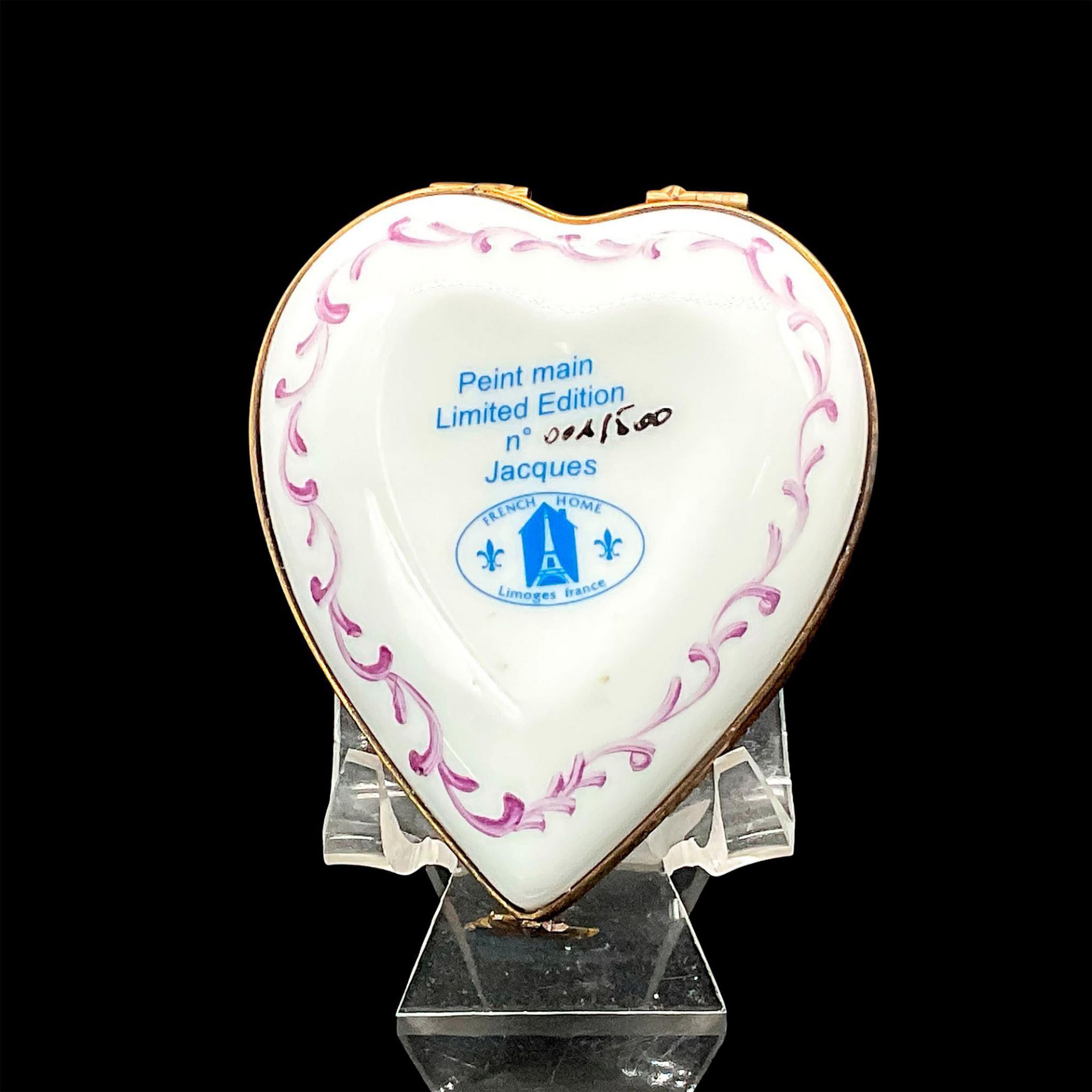 Jacques French Home Limoges Porcelain Heart Box - Image 2 of 3