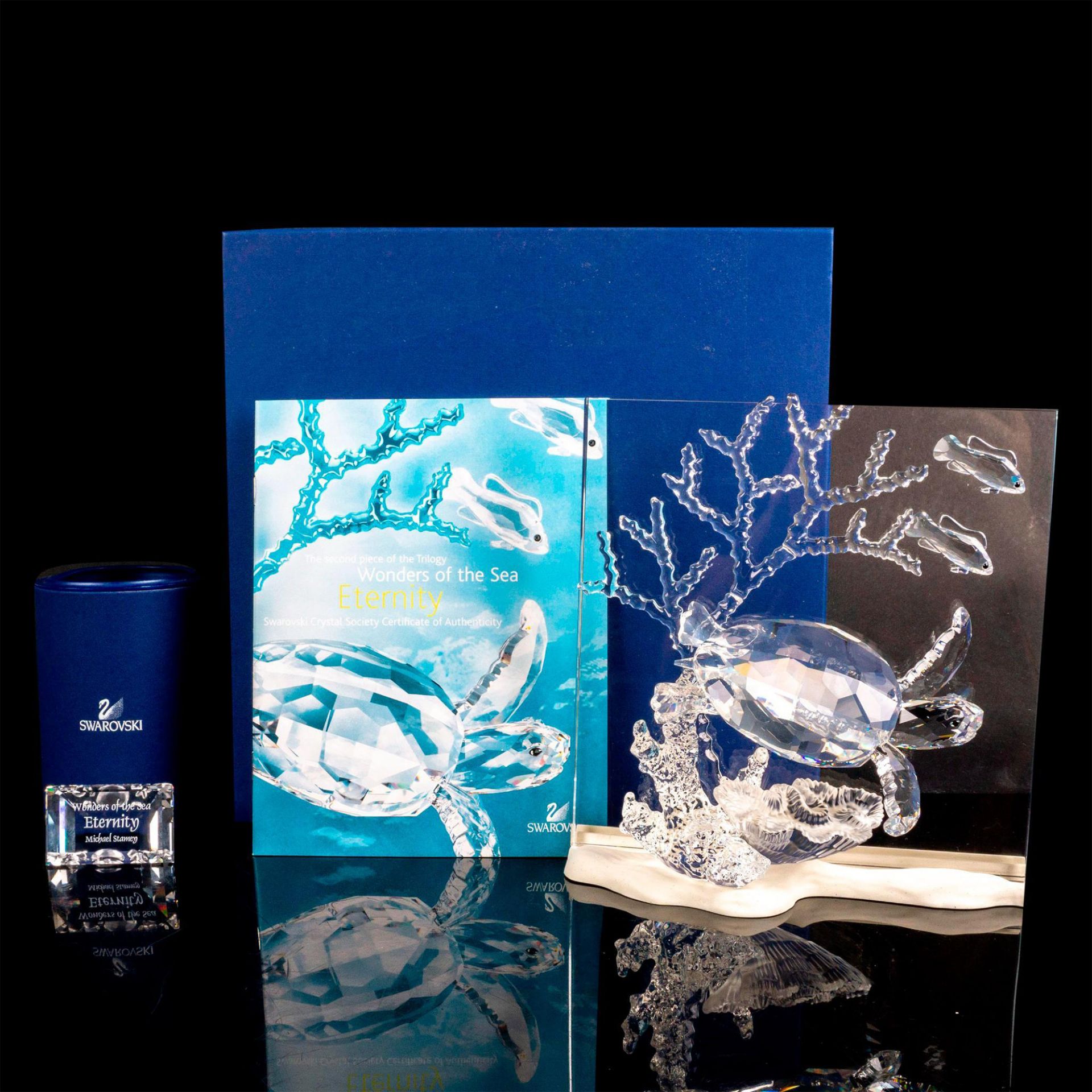 3pc Swarovski Crystal Figurine, Plaque + LED Display - Image 3 of 3
