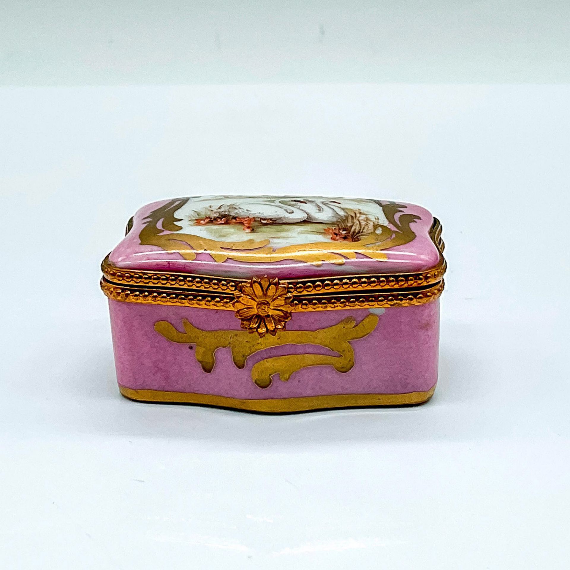 French Porcelain Limoges Swan Box
