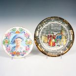 2pc Royal Doulton + Argyle Plates, Queen Elizabeth