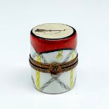 Limoges Peint Main Porcelain Trinket Box, Military Drum