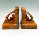 Roseville Pottery Pair of Bookends, Bushberry Brown