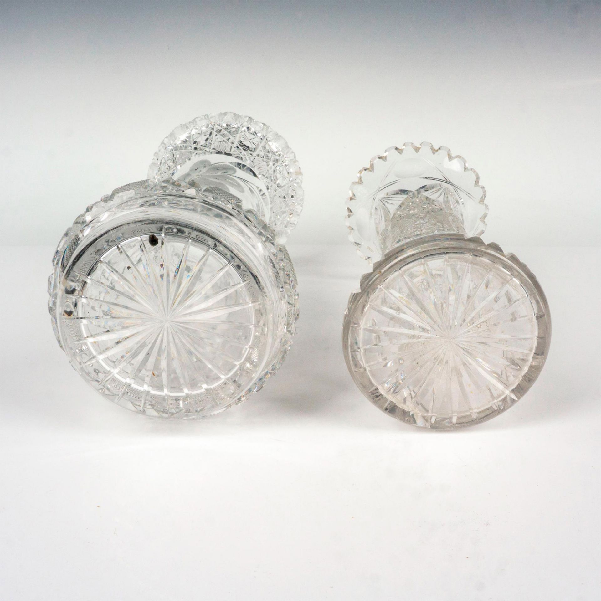 2pc Cut Crystal Glass Vases - Bild 3 aus 3