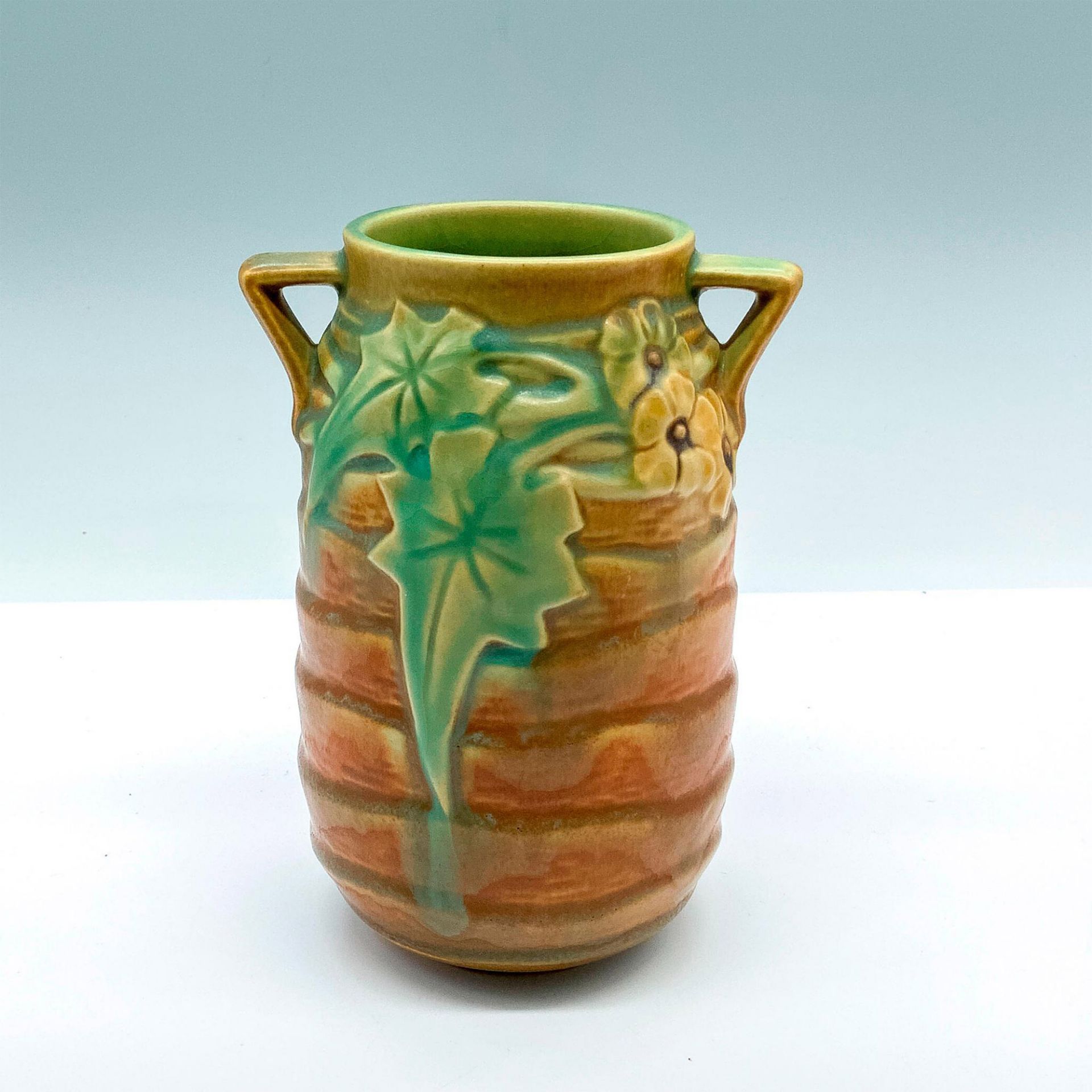 Roseville Pottery 1934 Brown Luffa Pattern Ceramic Vase - Image 2 of 3