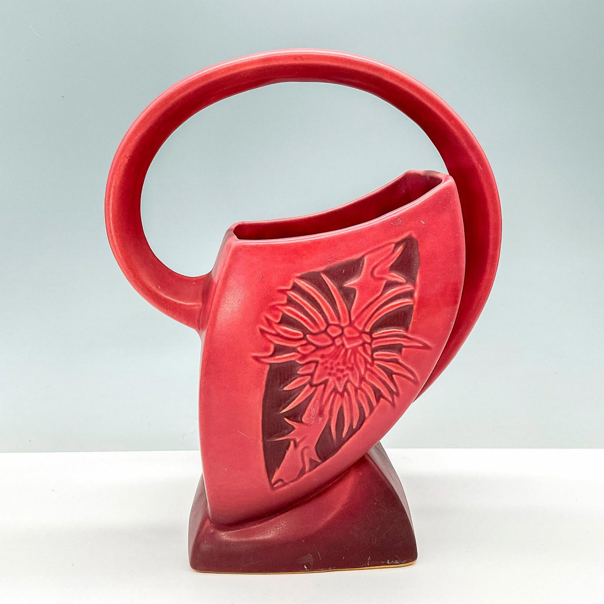 Roseville Art Pottery Vase Red Basket Silhouette - Image 2 of 3