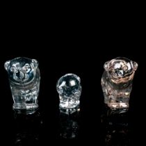 3pc Clear Glass Figurines, Bear Family