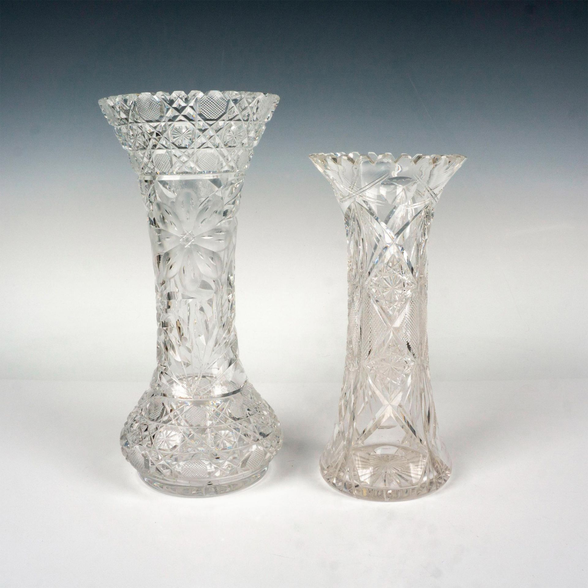 2pc Cut Crystal Glass Vases - Bild 2 aus 3