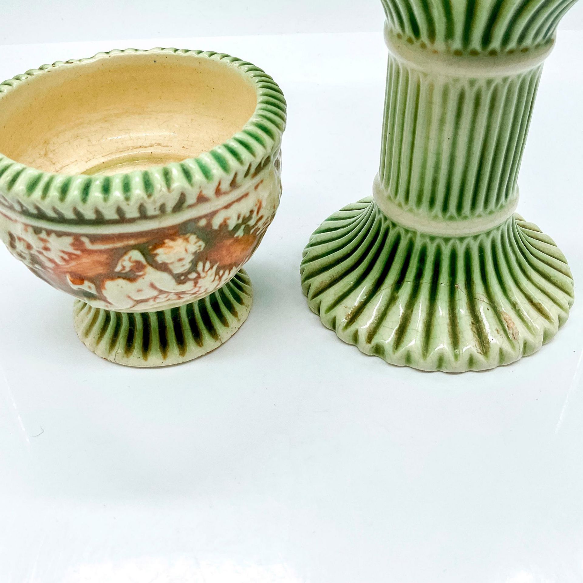 2pc Roseville Pottery Vases, Donatello - Image 4 of 4