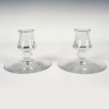 Pair of Heisey Glass Single Candlestick Holders, Waverly