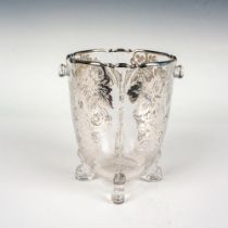 Vintage Crystal and Silver Overlay Footed Ice Bucket