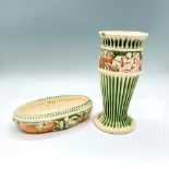 2pc Roseville Pottery Vase and Bowl, Donatello