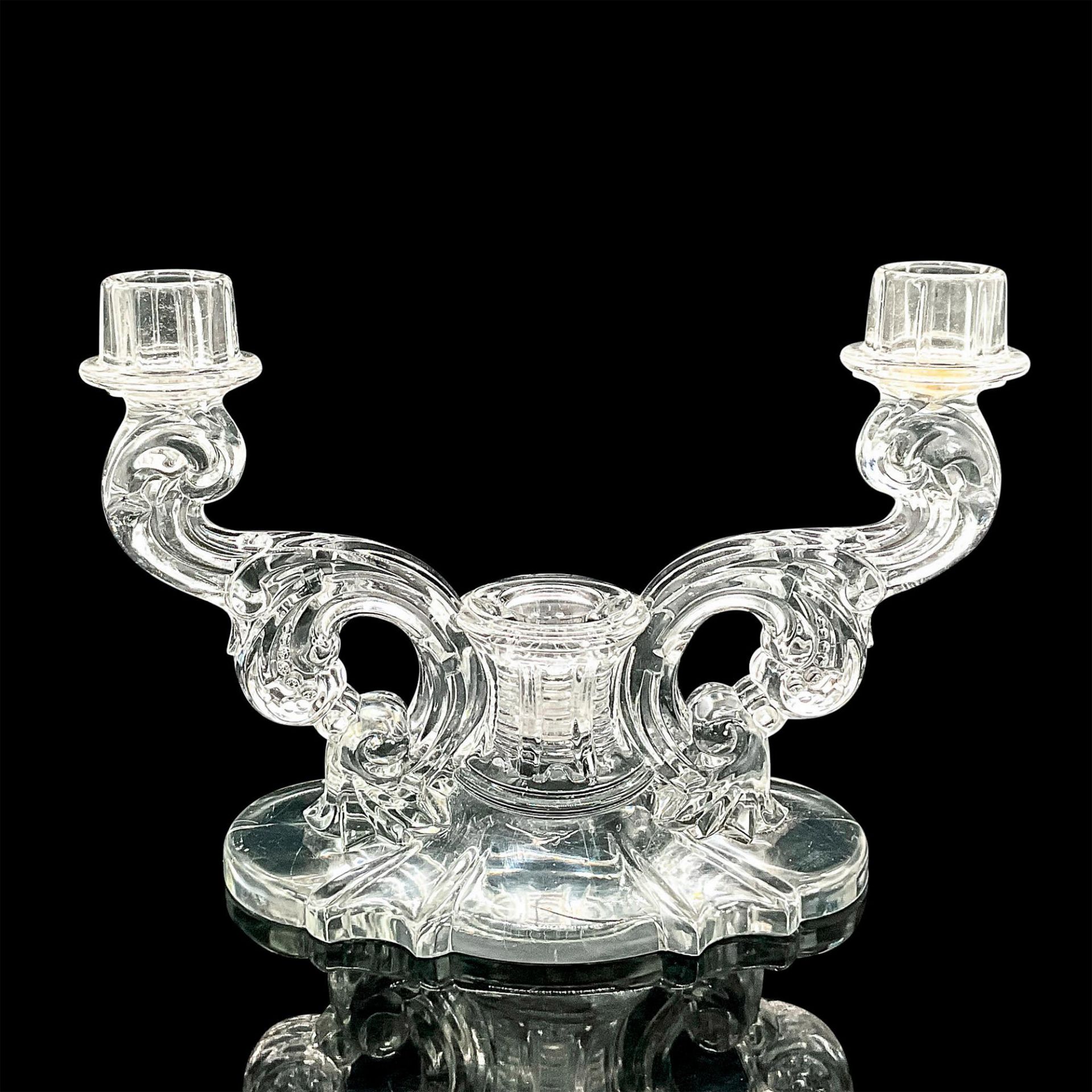 2pc Vintage Heisey Glass Baroque Candelabras - Bild 3 aus 7