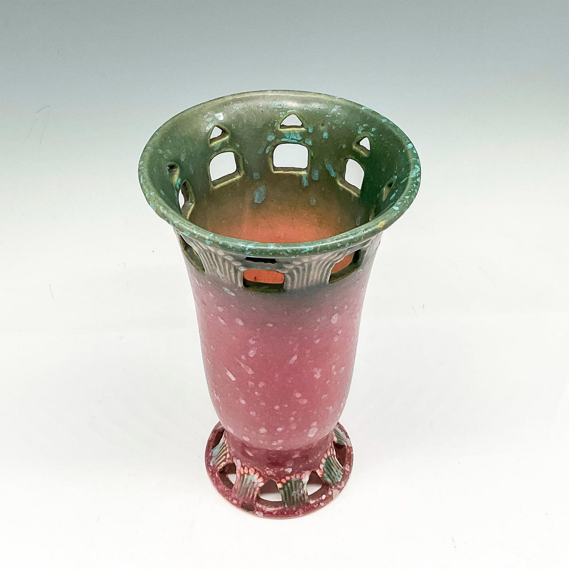 Roseville Pottery Vase, Ferella Raspberry Red - Bild 2 aus 3