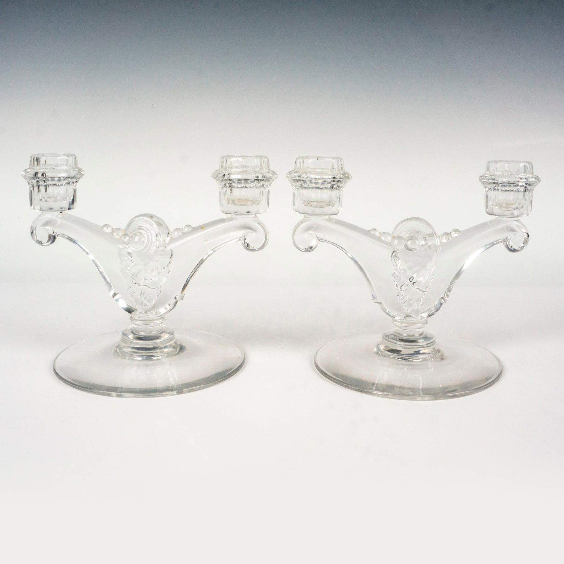 Pair of Heisey Double Candlestick Holders, Fern