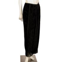 Vintage Lian Carlo Silk Fringed Wraparound Skirt, Size 6