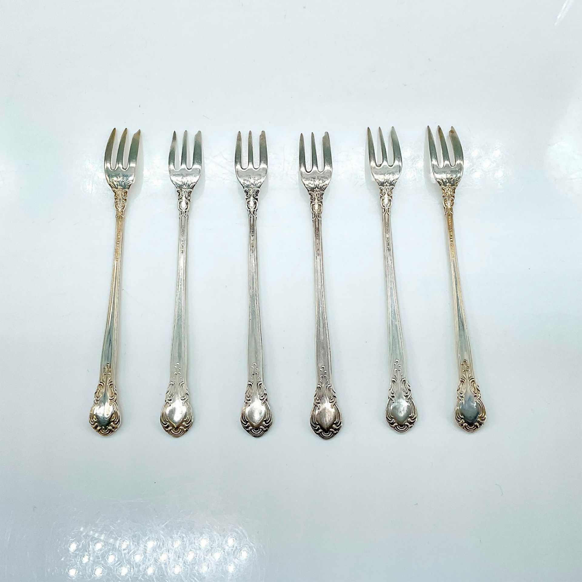 6pc Gorham Sterling Silver Cocktail Forks, Chantilly - Bild 2 aus 3