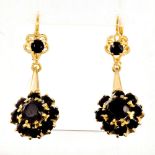 Charming 22K Gold and Garnet Handmade Period Drop Earrings