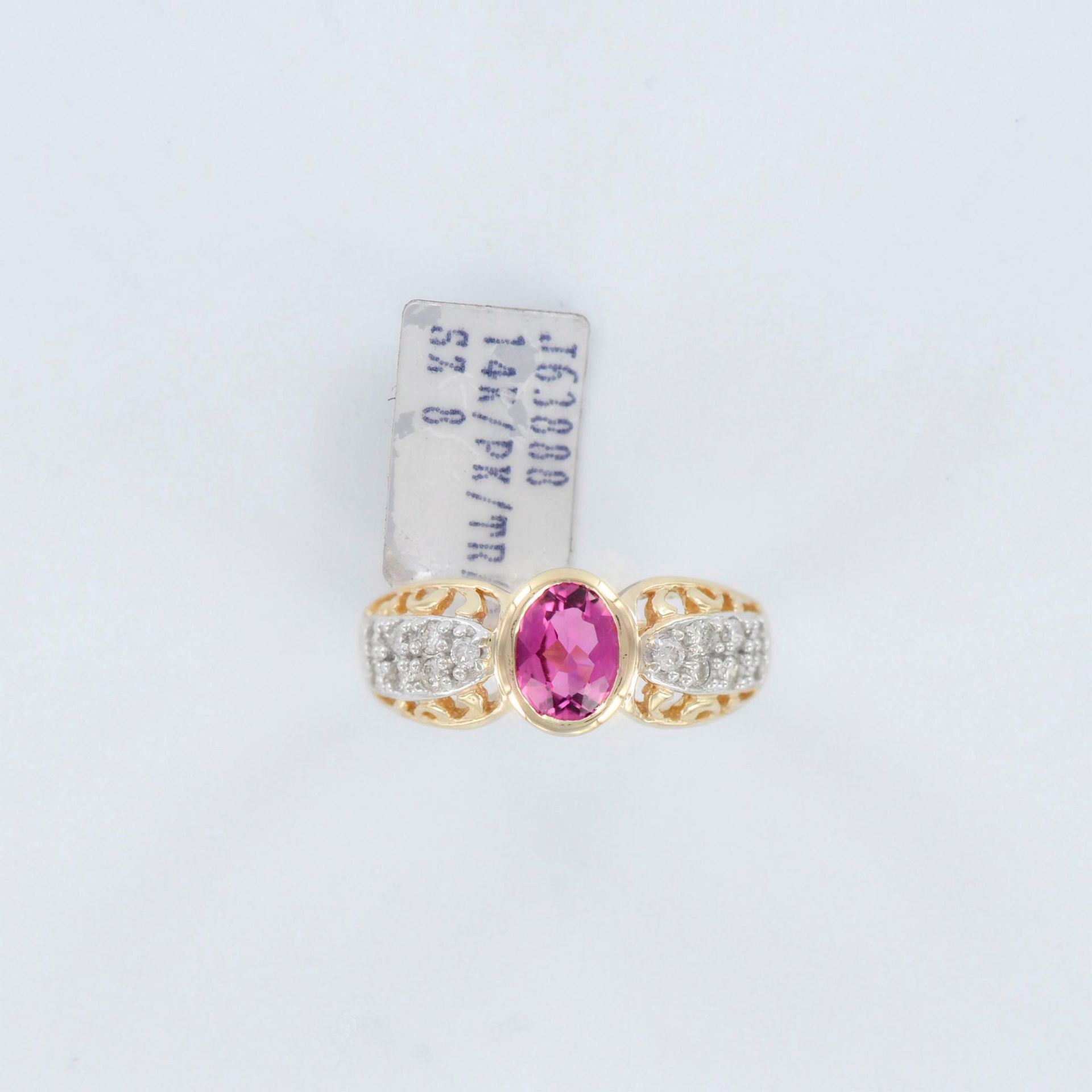 14K Yellow Gold Diamonds and Rubellite Ring - Bild 5 aus 5