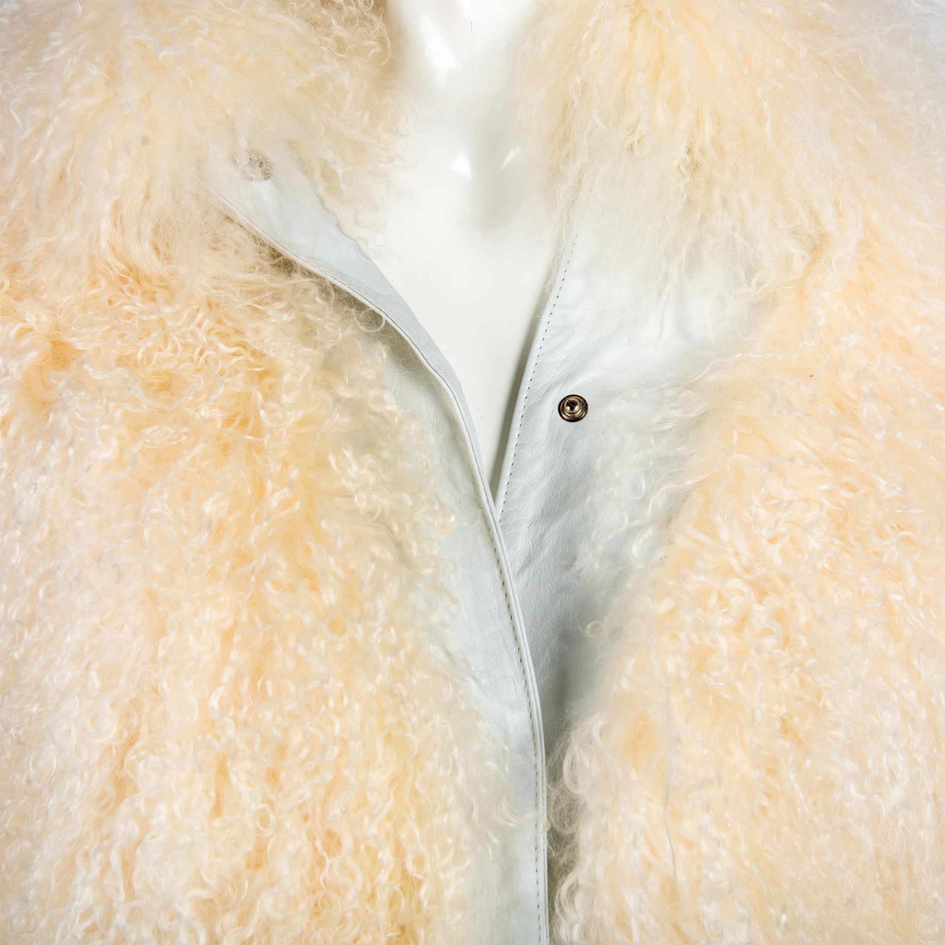 Vintage Tibetan Lamb White Fur Leather Coat, Size Medium - Image 2 of 7