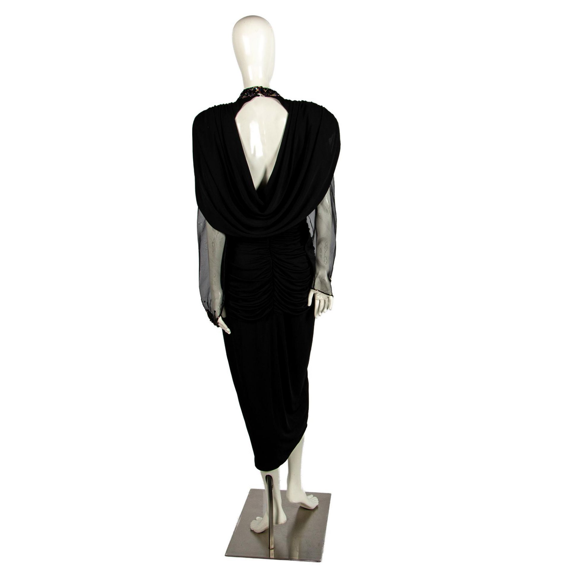 Vintage Cadadei Black Rhinestone Evening Dress, Size 14 - Bild 4 aus 7