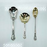 3pc Gorham Sterling Silver Small Serving Spoons, Chantilly