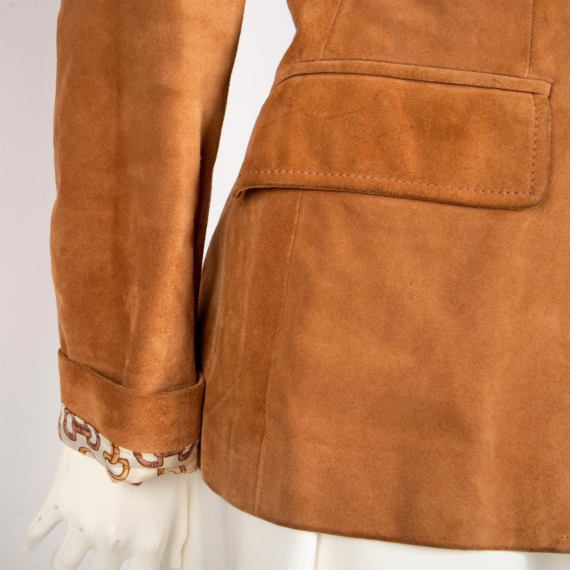 Original Gucci Italy Suede Camel Brown Jacket, Woman Small - Bild 3 aus 6