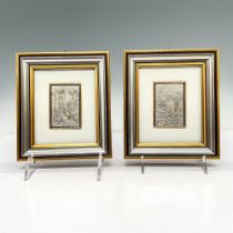 2pc Francois Lepetit Framed Sterling Silver Reliefs, Signed