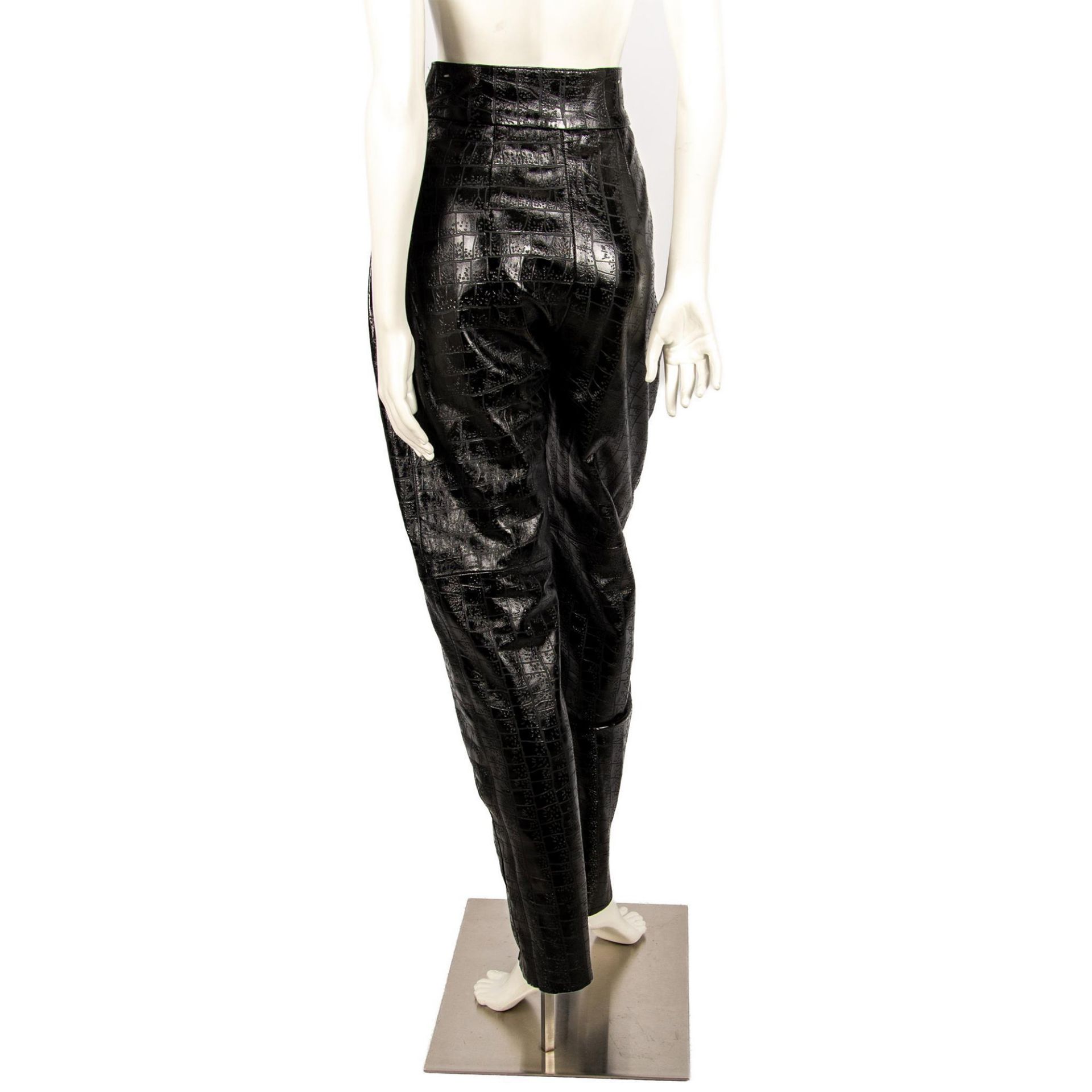 Vintage Lillie Rubin Black Leather High Wasted Pants, Size 2 - Image 3 of 4
