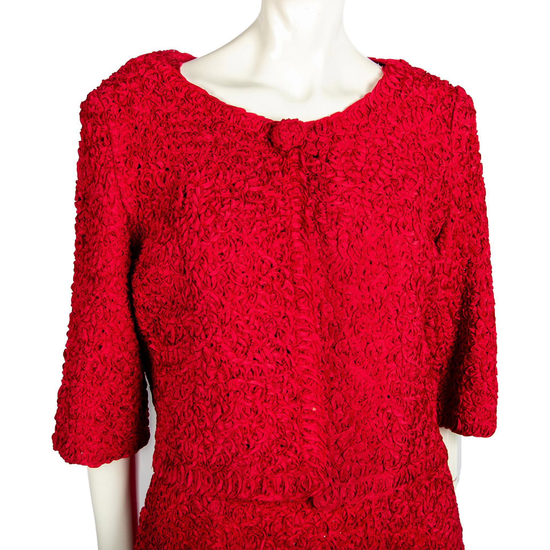 Vintage Red Ribbon Crochet Dress & Jacket - Bild 2 aus 6