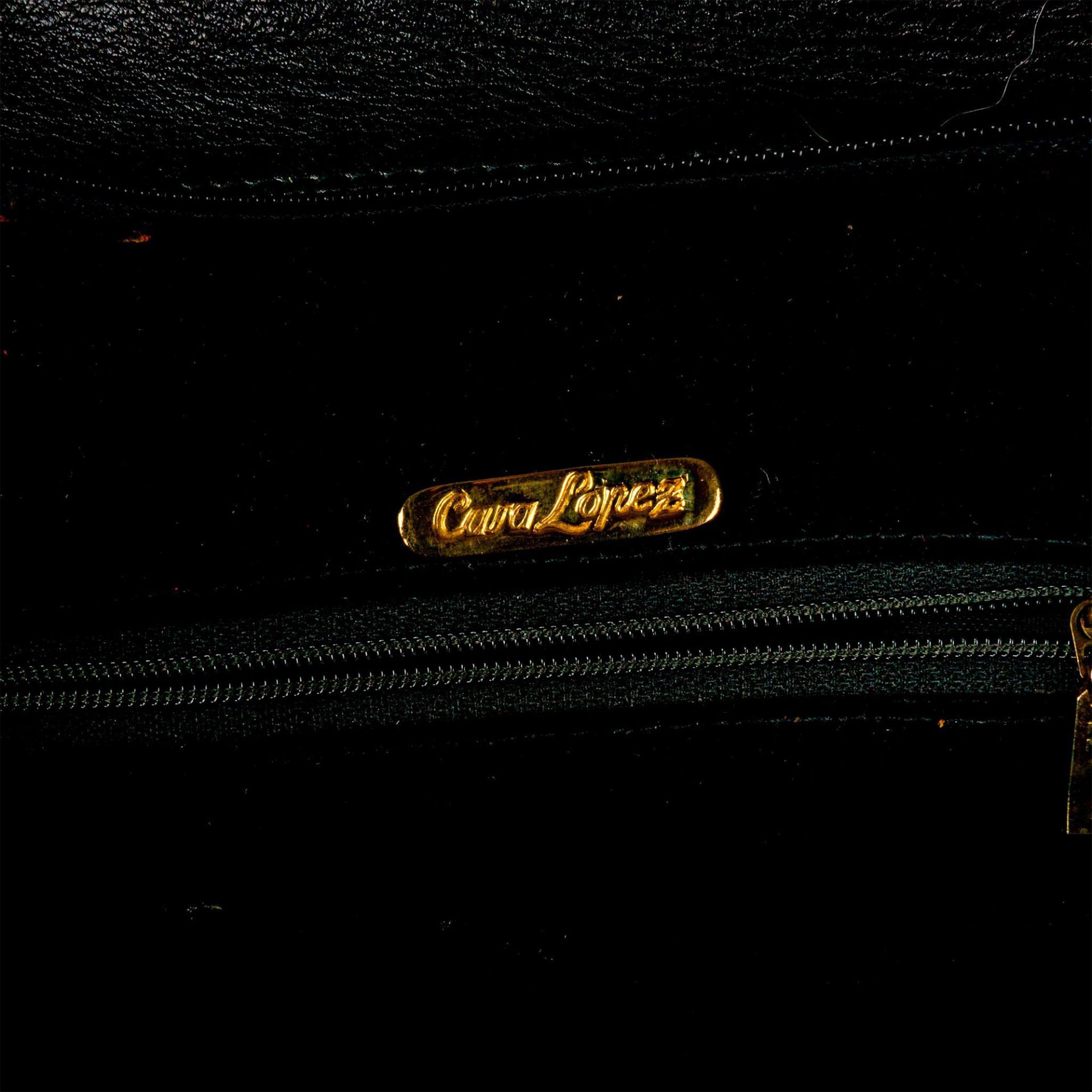 2 Handbags, Cara Lopez Black Leather, Black Alligator Clutch - Bild 4 aus 4