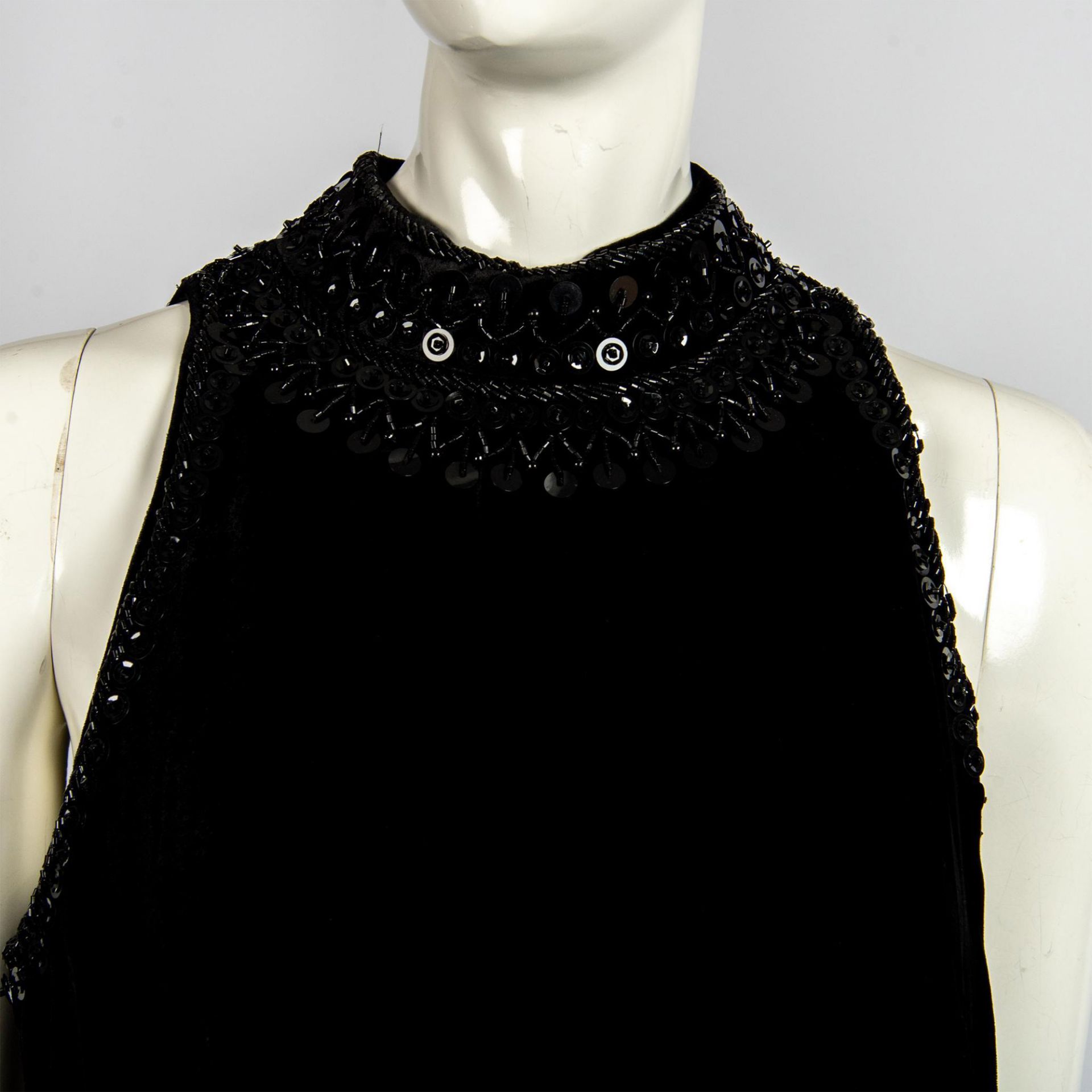 Badgley Mishka Black Beaded Velvet Evening Dress, Size 4 - Image 2 of 4
