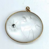 Lalique Nina Ricci Frosted Crystal Dove Clear Stone Pendant