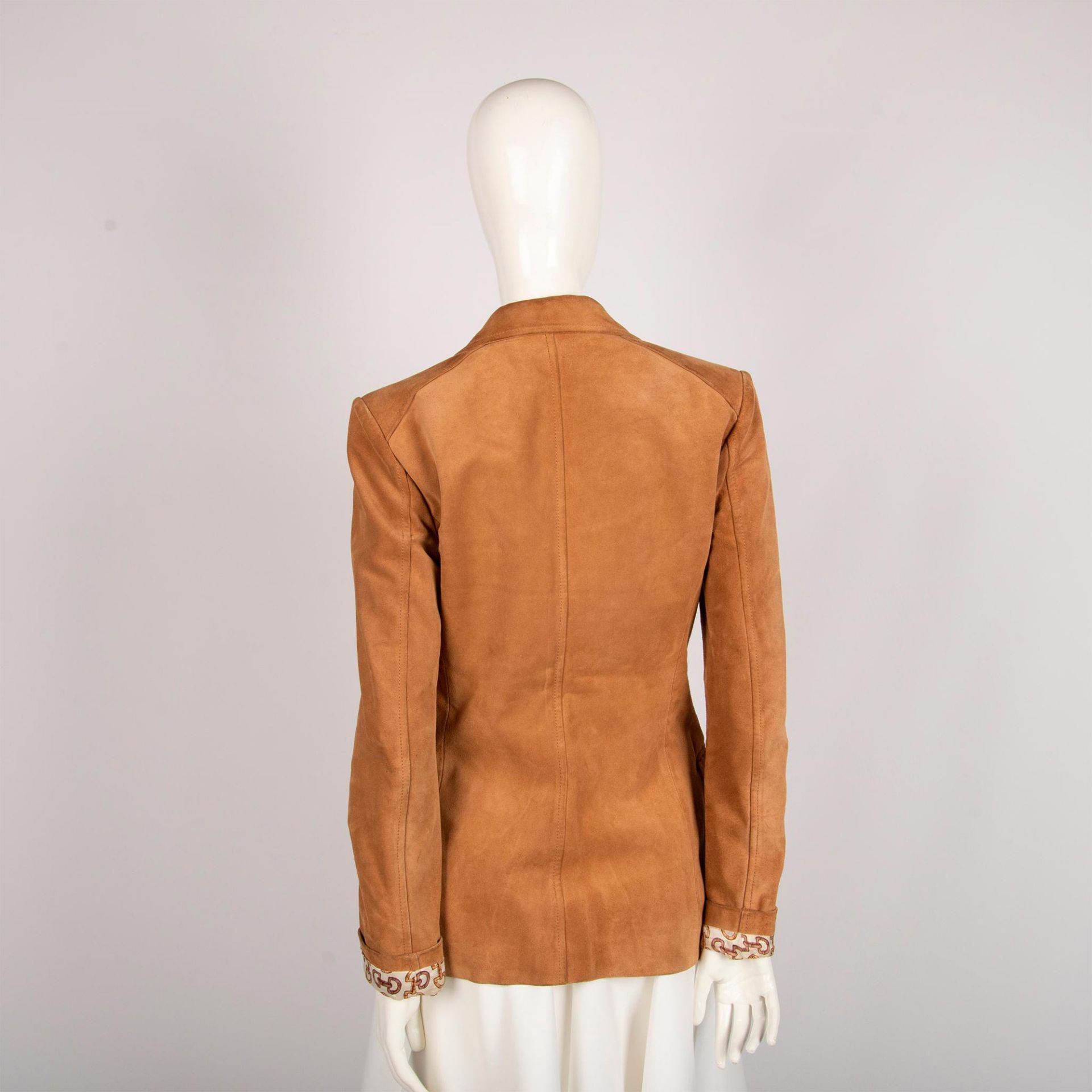 Original Gucci Italy Suede Camel Brown Jacket, Woman Small - Bild 4 aus 6