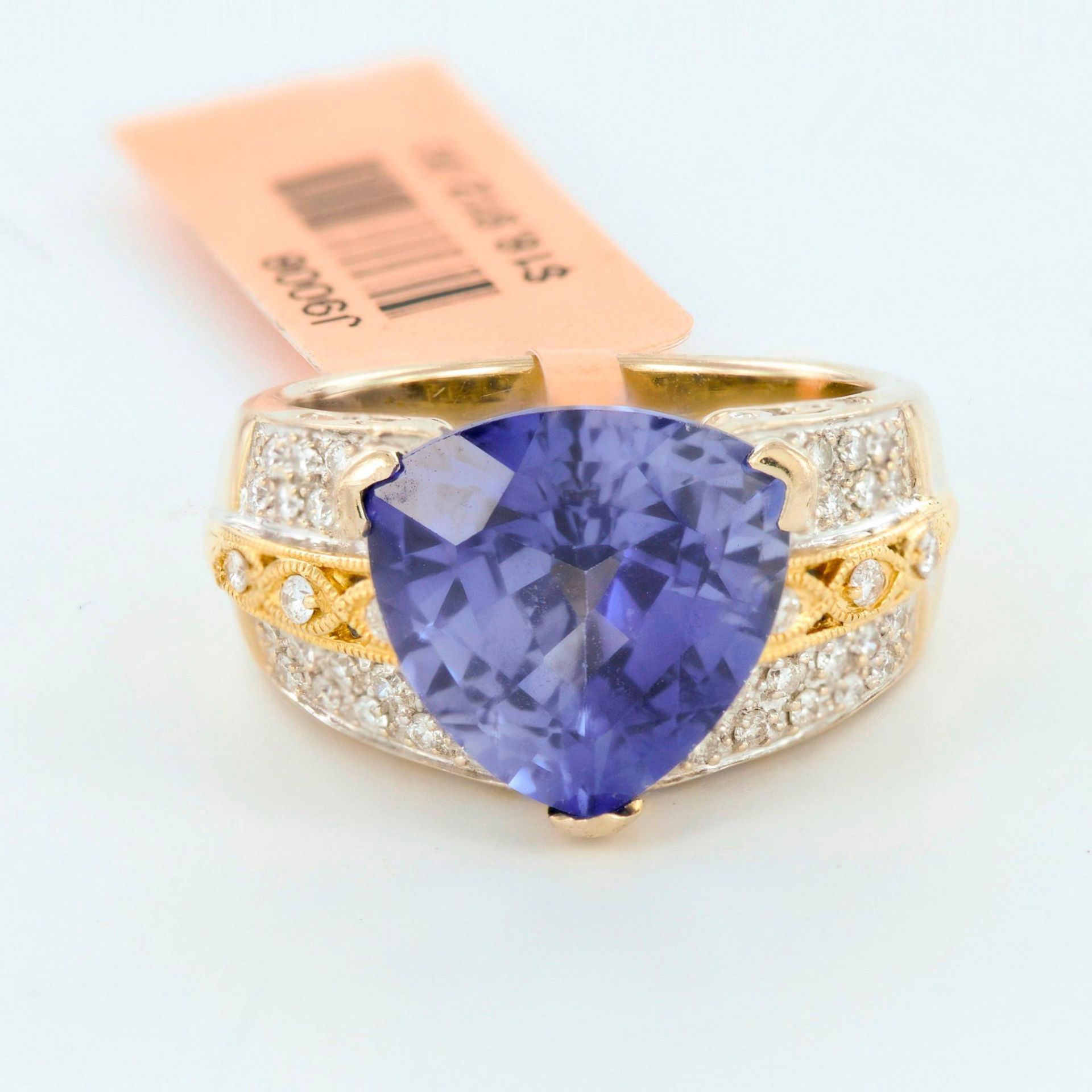 18K Yellow Gold Diamonds and Blue Tanzanite Ring - Bild 2 aus 5